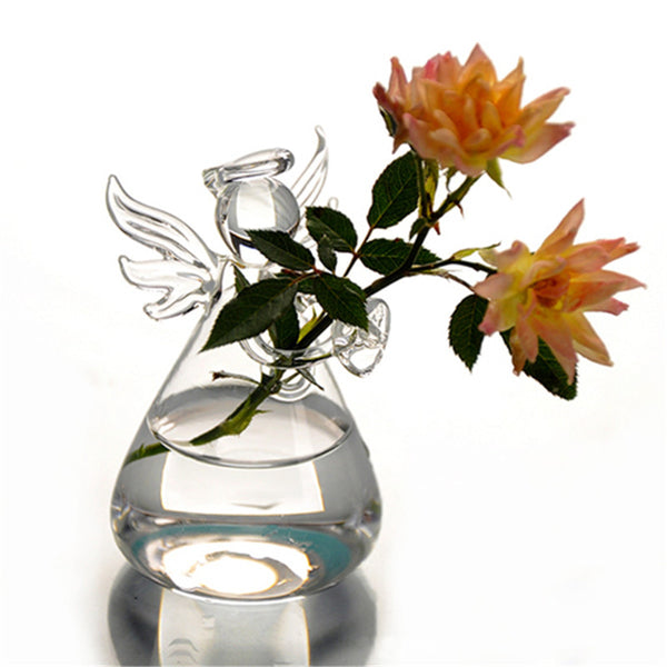Cute Glass Angel Shape Flower Container