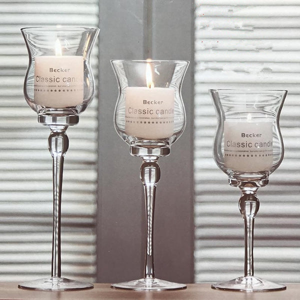 Glass Crystal Candle Holder