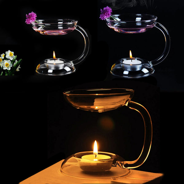 Double-deck Glass Candle Holder