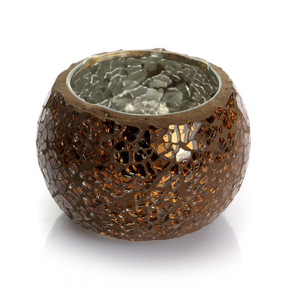 Mosaic Carved Glass Candle Holder