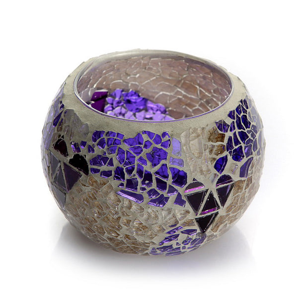 Mosaic Carved Glass Candle Holder
