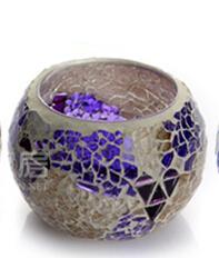 Mosaic Carved Glass Candle Holder