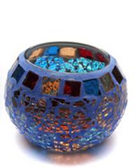 Mosaic Carved Glass Candle Holder