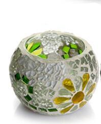 Mosaic Carved Glass Candle Holder