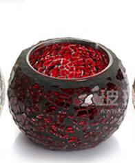 Mosaic Carved Glass Candle Holder