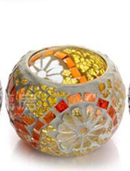 Mosaic Carved Glass Candle Holder