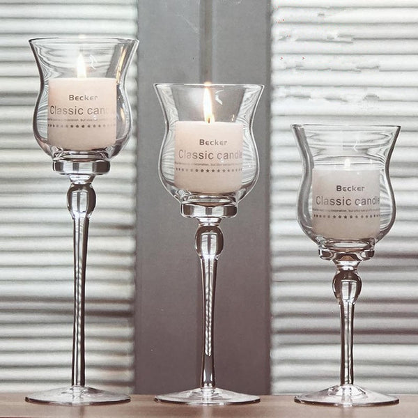 Glass Crystal Candle Holder